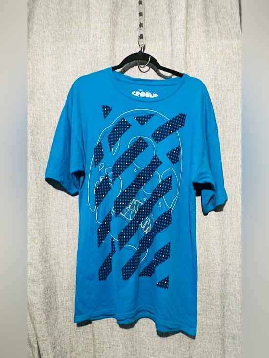Ground Level Other - Ground Level Y2K Streetwear Skull Overlay Blue Graphic Short Sleeve Tee